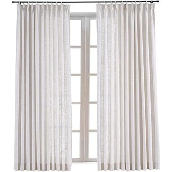 TWOPAGES 72 W x 102 L inch Pinch Pleat Darkening Drape Faux Linen Curtain Drapery Panel for Livin... | Amazon (US)