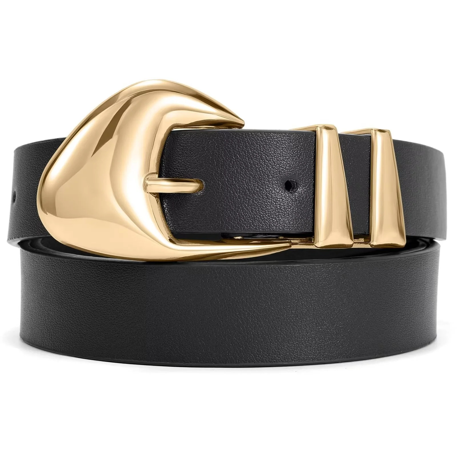 WHIPPY Women's Leather Belt for Jeans Pants Dresses Black Ladies Belt with Gold Buckle | Walmart (US)