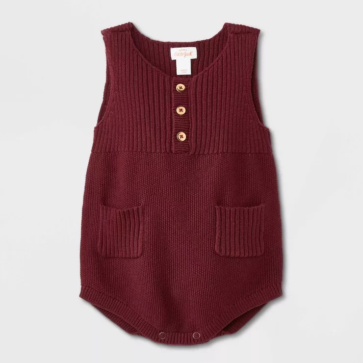 Baby Boys' Bubble Sweater Romper - Cat & Jack™ Maroon | Target