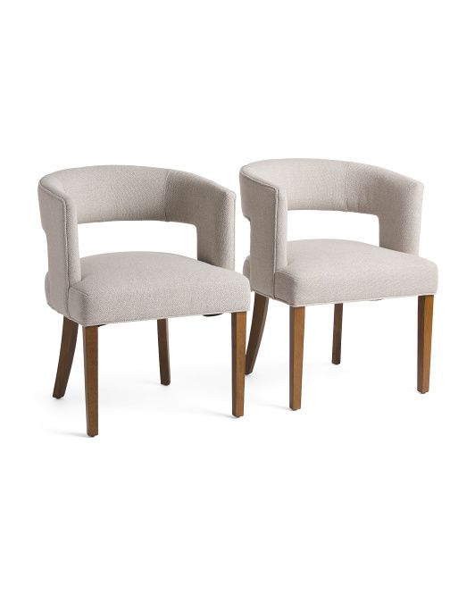 Set Of 2 Boucle Dining Chairs With Open Back | TJ Maxx