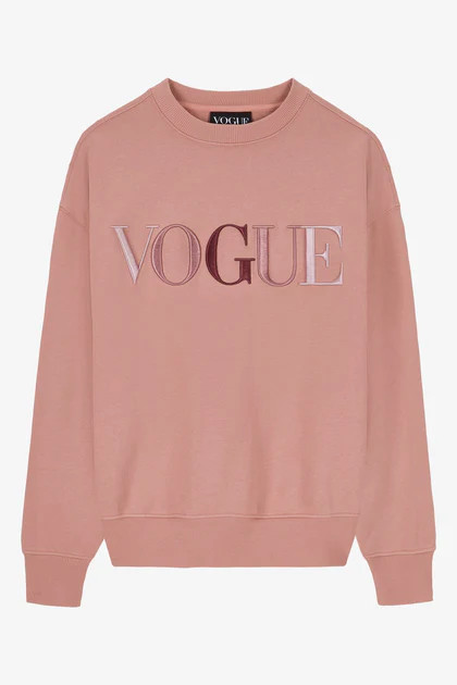 Sweatshirt VOGUE vieux rose avec logo brodé coloré | Vogue FR