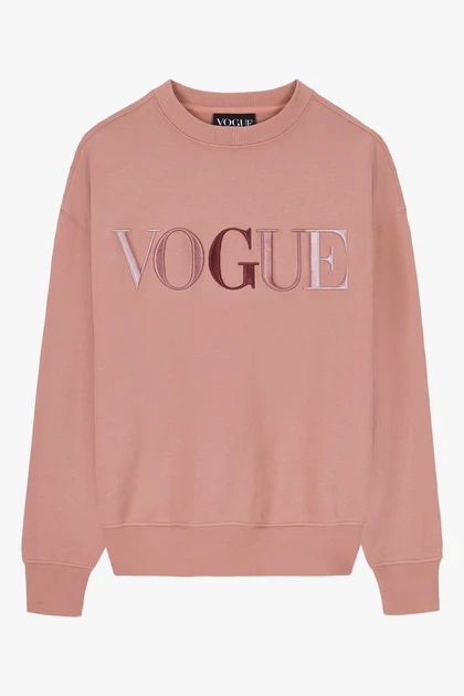 Sweatshirt VOGUE vieux rose avec logo brodé coloré | Vogue FR