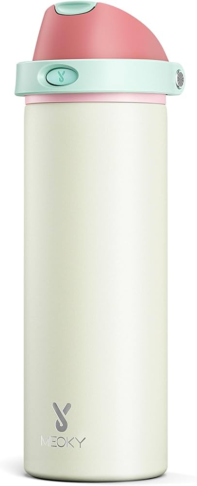 24 oz Insulated Water Bottle with Straw: Meoky Stainless Steel Metal Water Bottle with 2-in-1 Lid... | Amazon (US)