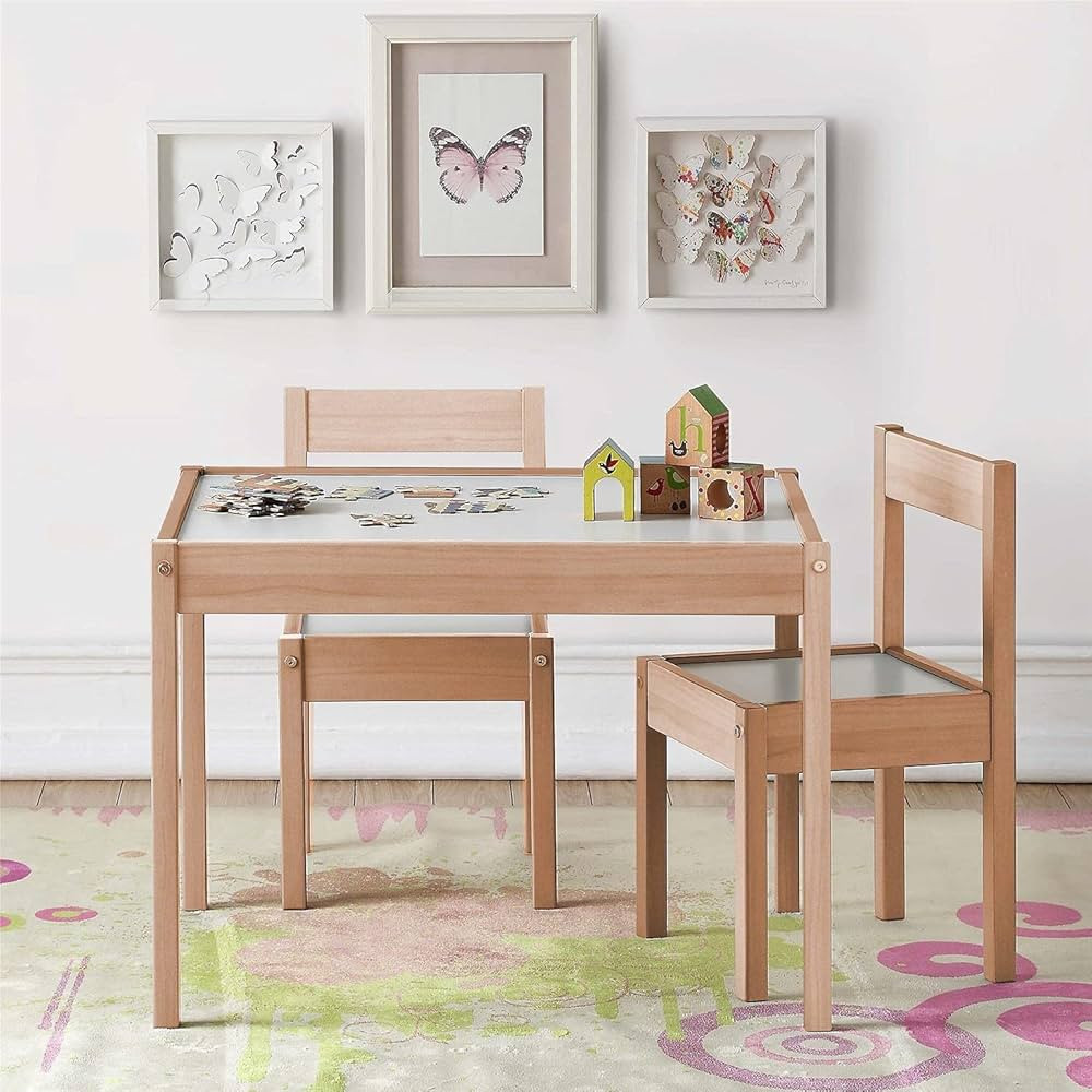 Baby Relax Hunter 3-Piece Kiddy Table & Chair, Natural/White Table Set | Amazon (US)
