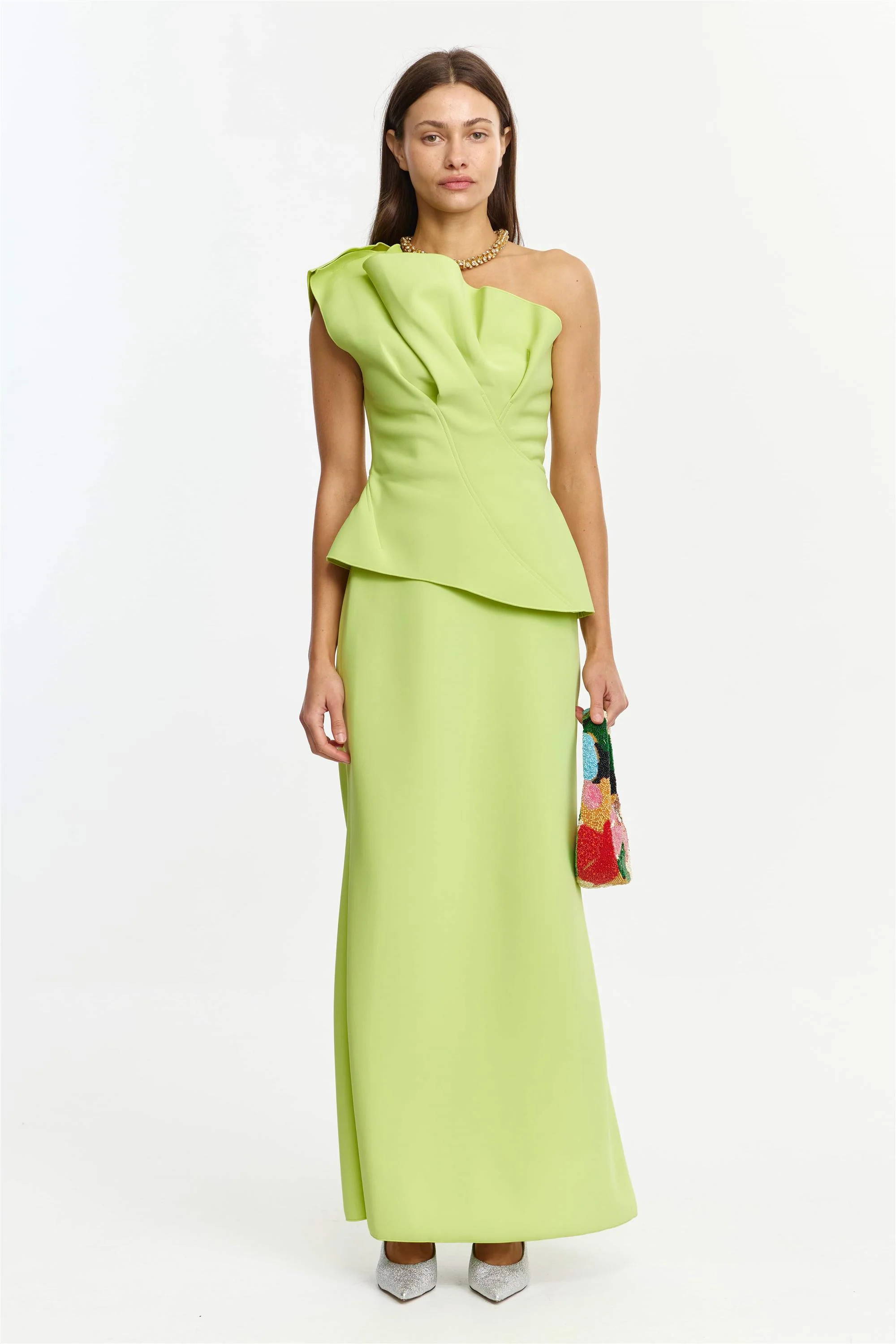 Lugano Strapless Maxi Dress in Honeydew Green | Acler