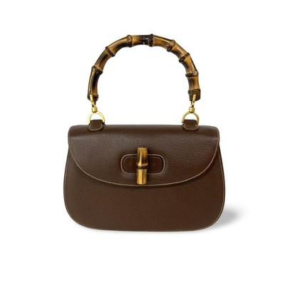 Auth Gucci Gucci Bamboo 1947 Medium Top Handle Bag Brown Leather | eBay US
