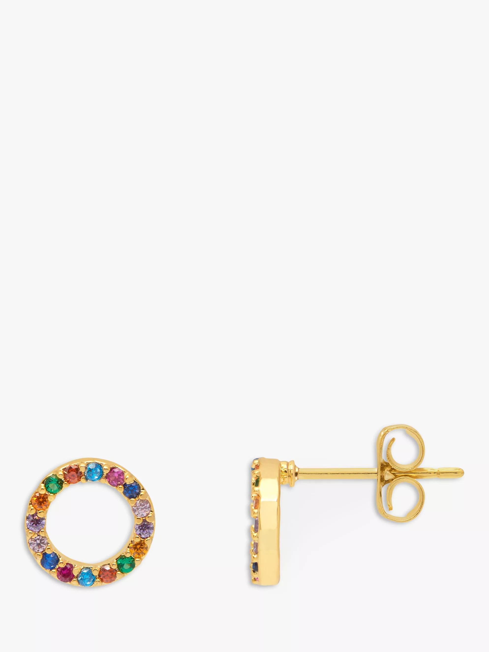 Estella BartlettRainbow Cubic Zirconia Circle Stud Earrings, Gold/Multi | John Lewis (UK)