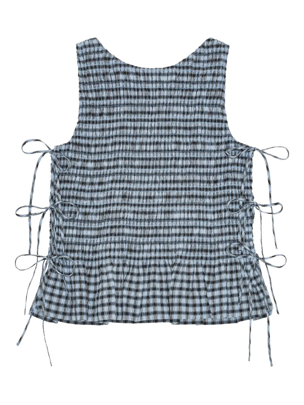 GANNI checkered top - Blue | Farfetch Global