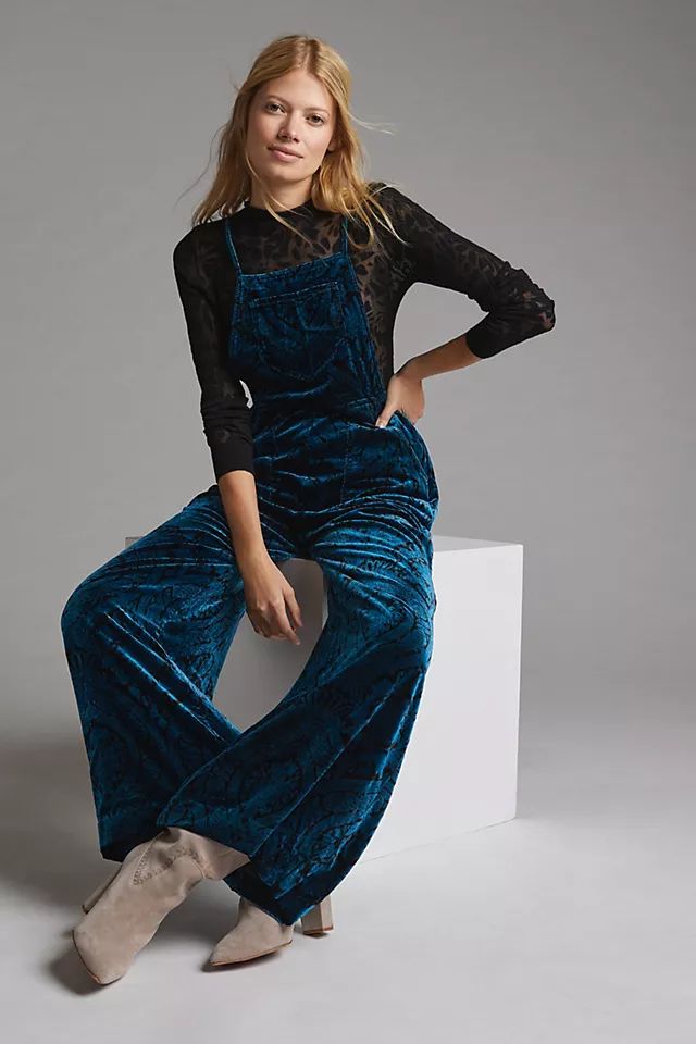 Wide-Leg Velvet Overalls | Anthropologie (US)