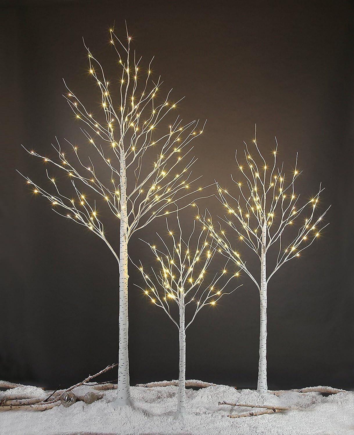 LIGHTSHARE 4 feet 6 feet and 8 Feet Birch Tree,Warm White, for Home,Pack of 3, Festival, Party, and Christmas Decoration, Indoor and Outdoor Use | Amazon (US)