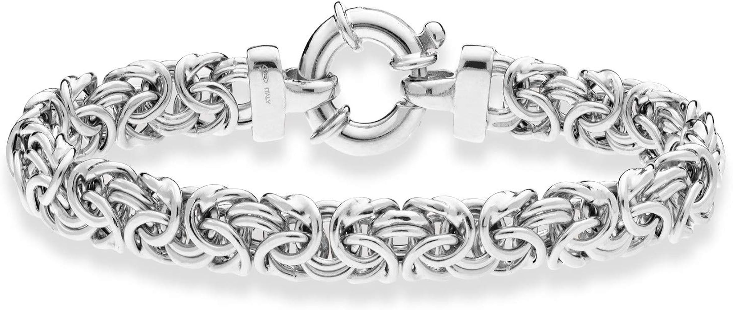 Miabella Italian 925 Sterling Silver 9mm Classic Byzantine Bracelet for Women, Handmade in Italy | Amazon (US)