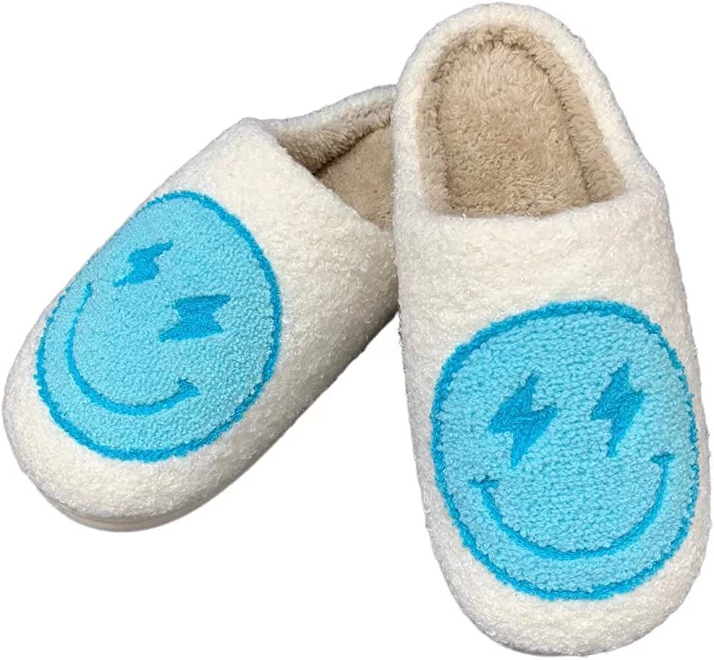 DASHALOU Novelty Smiley Face Lightning Leopard Slippers Bad Bunny Slippers for Women Men Comfy Fuzzy | Amazon (US)