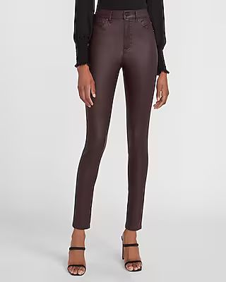 High Waisted Coated Maroon Skinny Jeans | Express