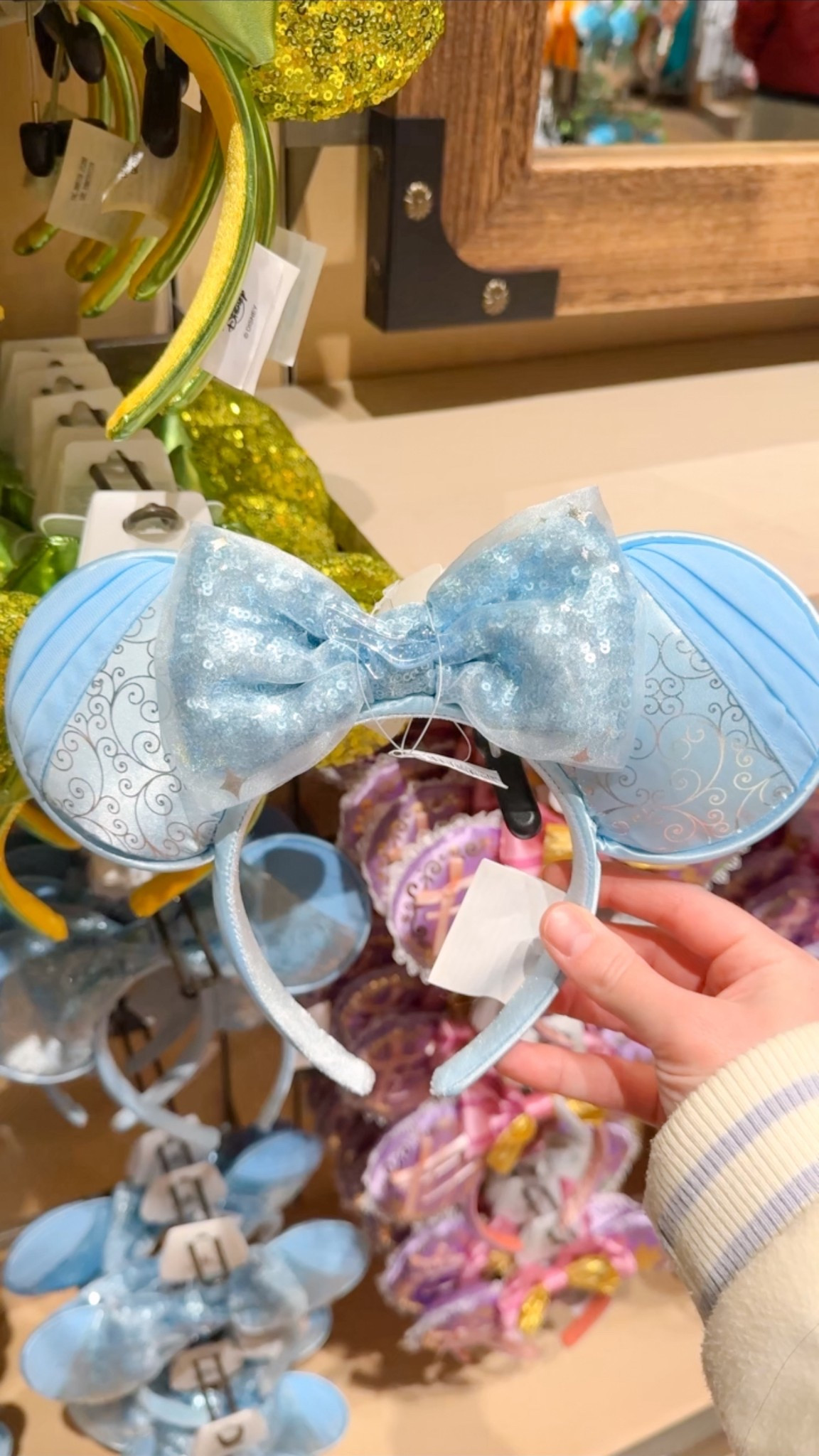 Cinderella ears, Cinderella Minnie ears, Cinderella mini ears, Disney Cinderella headband, Cinderella Disney ears, princess ears Disney, blue Disney ears, light blue Minnie ears, sparkly Cinderella ears, rhinestone Minnie ears, glass slipper ears, fairy godmother vibes, bibbidi bobbidi boo ears, Disney princess ears, Walt Disney World ears, Disneyland ears, park outfit inspo, Disney outfit accessories, Disney park style, princess park look, Disney bounding Cinderella, castle outfit Disney, Disney aesthetic, magical park day, Disney merch find, new Disney ears, limited edition Disney ears, viral Disney ears, Disney accessory must have.