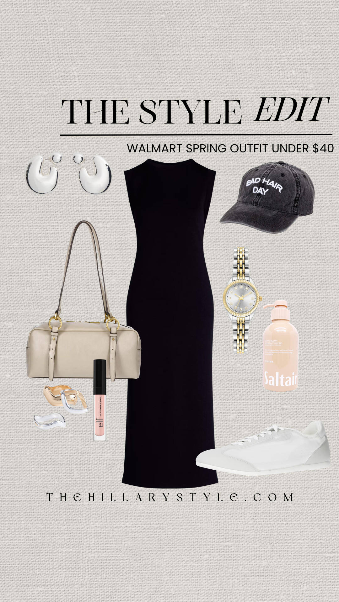 Chic & Casual Walmart Spring Outfit for Under $40!
Get ready for spring with this stunningly chic and effortless outfit from Walmart! This affordable edit proves that you don't need to break the bank to look stylish. I've curated this black midi dress (perfect for layering!) and paired it with some amazing accessories, including a "Bad Hair Day" cap, a fashionable tote, trendy sneakers, and classic mixed-metal jewelry. The best part? The entire look is under $40! Perfect for running errands, weekend brunch, or any casual spring day. Shop these budget-friendly essentials now and elevate your spring wardrobe without overspending! 

 #TheHillaryStyle #WalmartFashion #WalmartFinds #BudgetFriendlyFashion #SpringOutfit #AffordableStyle #OOTD #CasualChic #StreetStyle #SpringTrends #FashionUnder40 #LTKunder50 #WalmartStyle #WardrobeEssentials #MidiDress 

#LTKootd #LTKSeasonal #LTKActive
