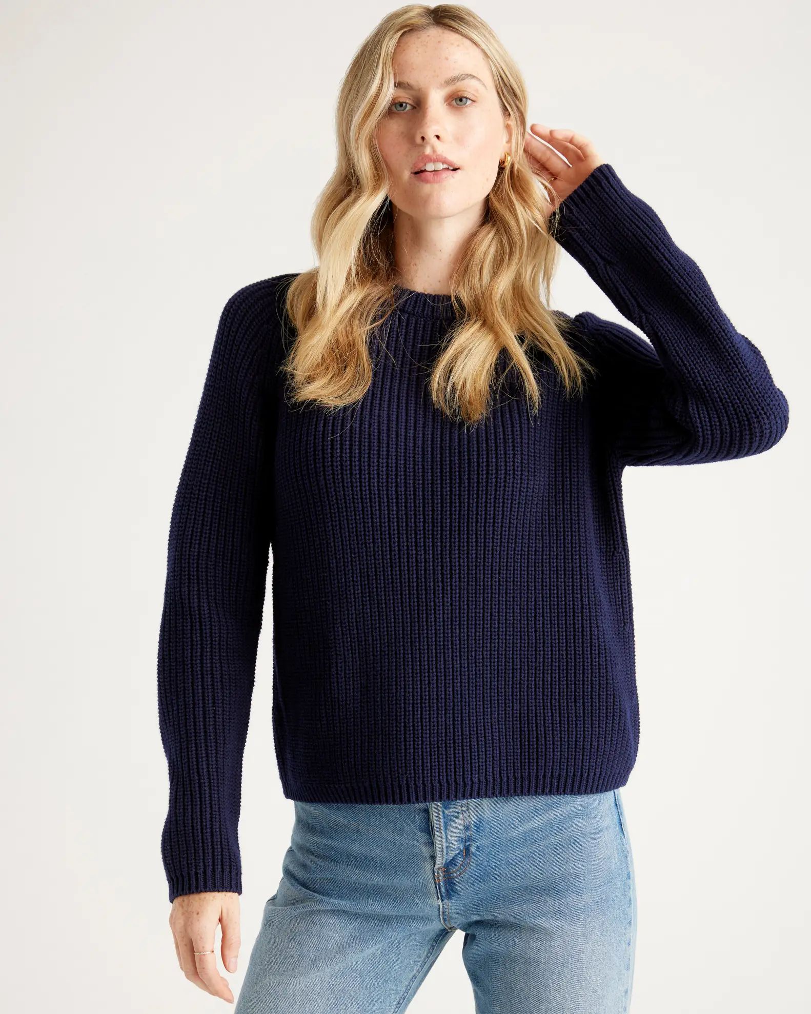 Women's 100% Organic Cotton Fisherman Crew Sweater | Quince