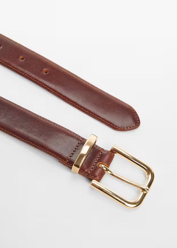 Buckle leather belt -  Women | Mango USA | MANGO (US)