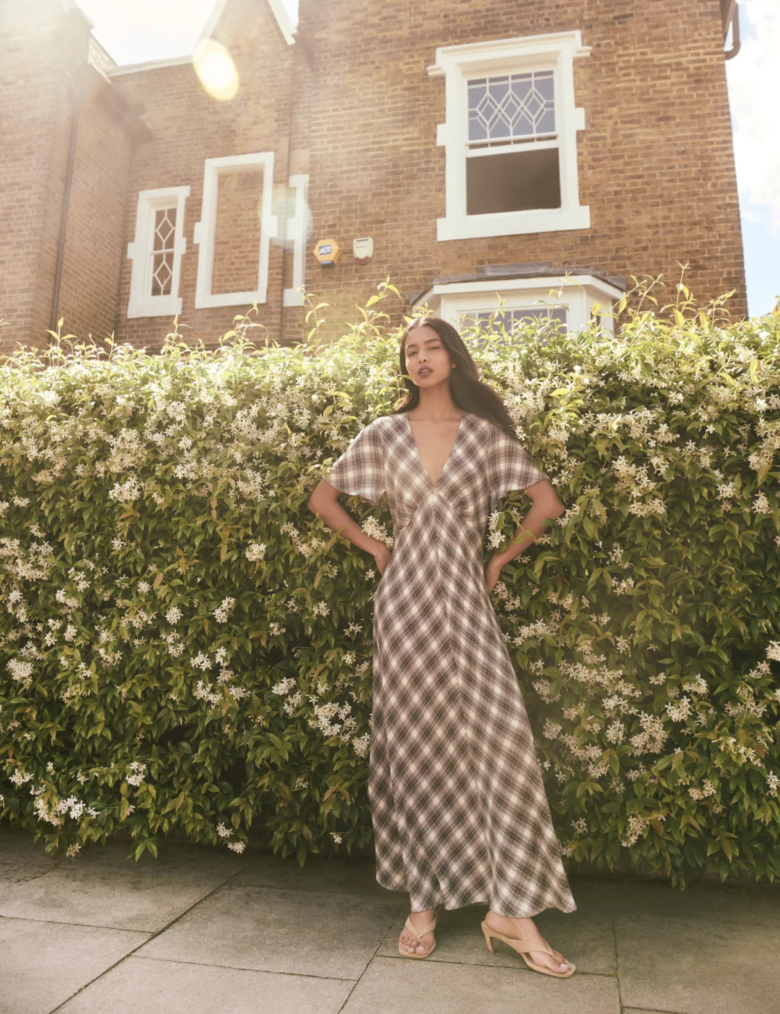 Brown Check Rowena Midi Dress | Nobody's Child