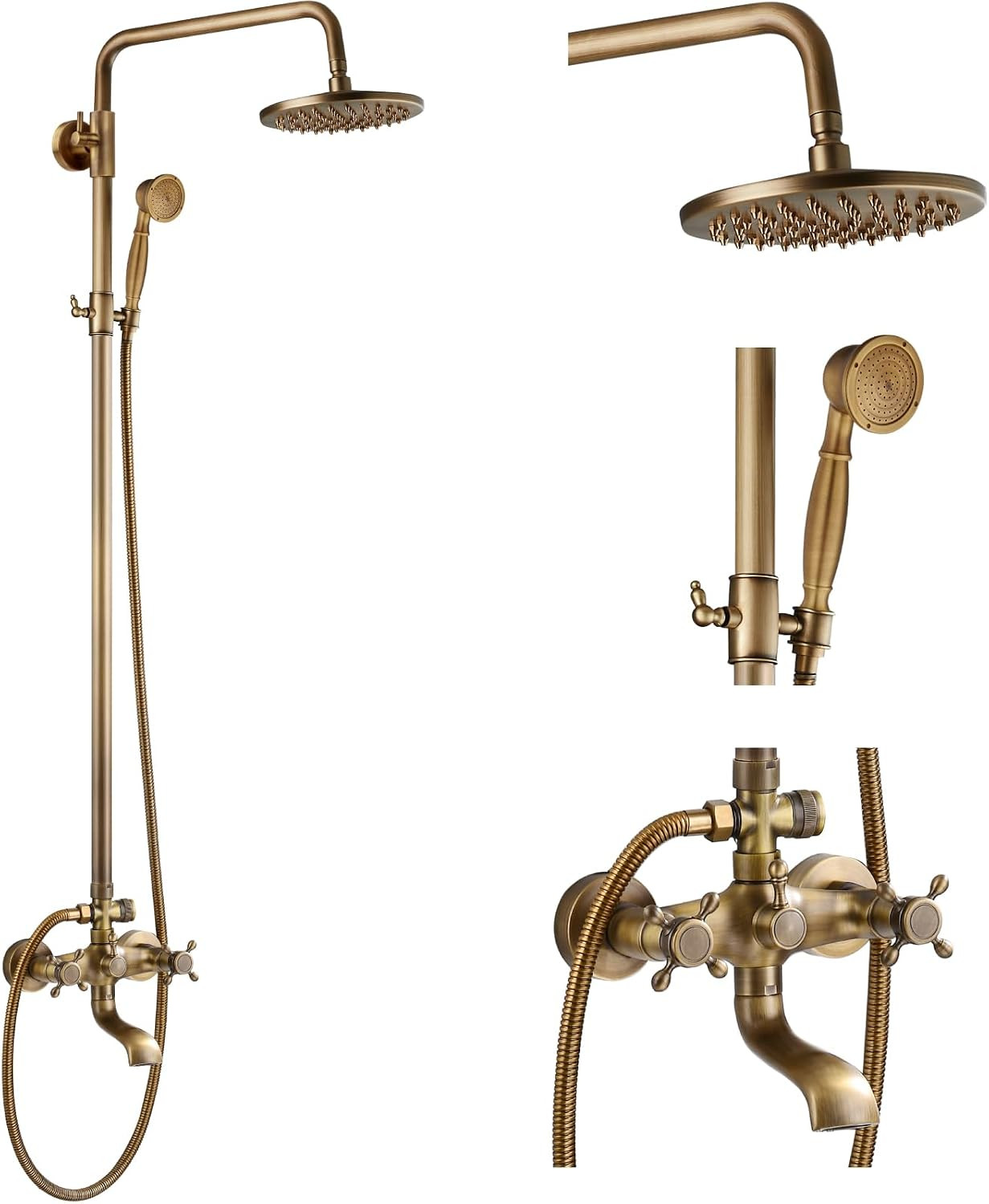 gotonovo Exposed Shower Faucet with Spout Antique Brass,Straight Pipe | Amazon (US)