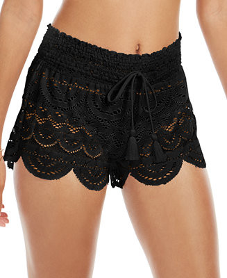 Juniors' 2.5" Scalloped Lace Cover-Up Shorts | Macy's