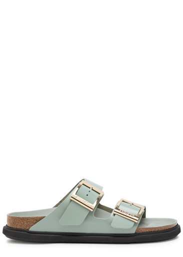 Arizona Droplet glossed leather sliders | Harvey Nichols