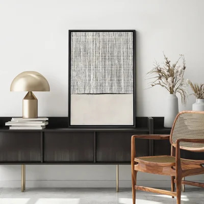 Geometric Line IDEA4WALL Framed Canvas Print Wall Art Retro Black White Geometric Grid Color Blocks Abstract Shapes Illustrations Modern Decorative Co | Wayfair North America