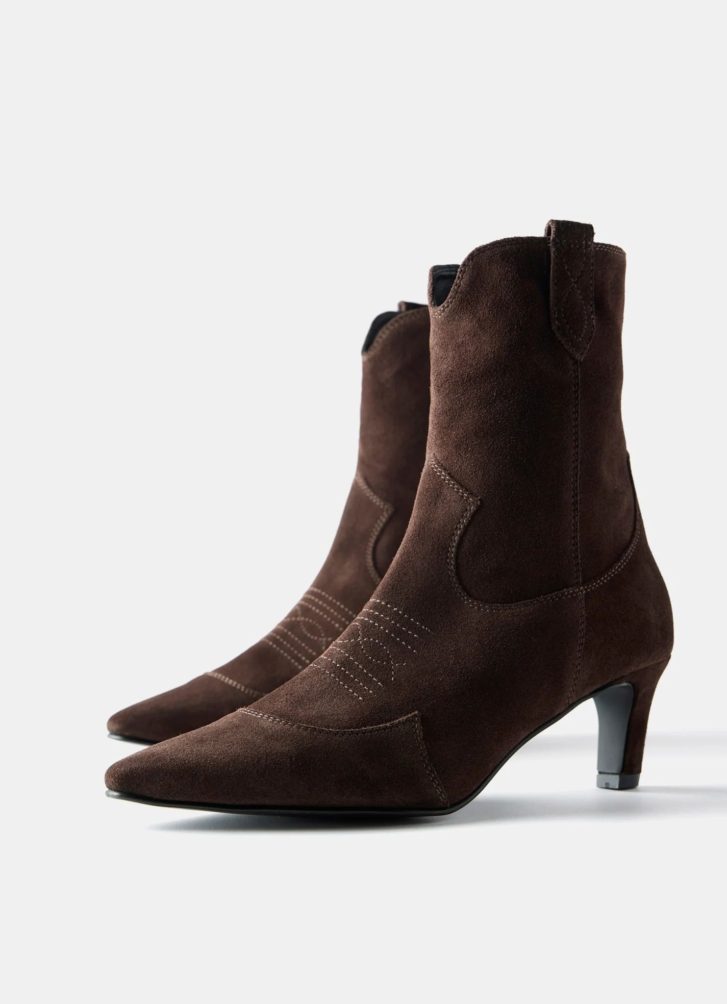 Brown Suede Western Ankle Boots | Mint Velvet