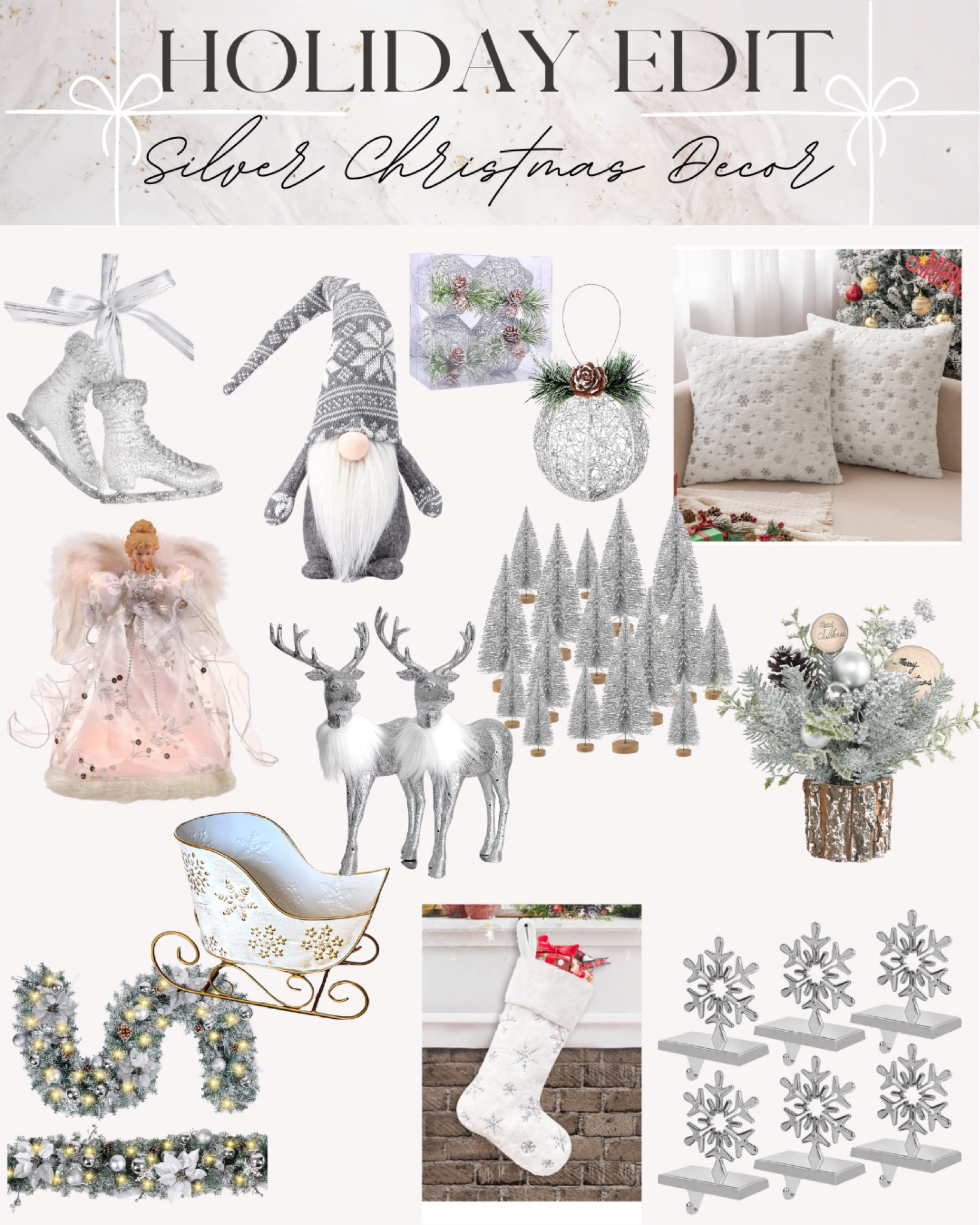 Silver Christmas decor, silver decoration, Christmas decorations, holiday decor 

#LTKHome #LTKSeasonal #LTKHoliday