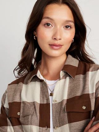 Oversized Flannel Boyfriend Shirt for Women | Old Navy (US)