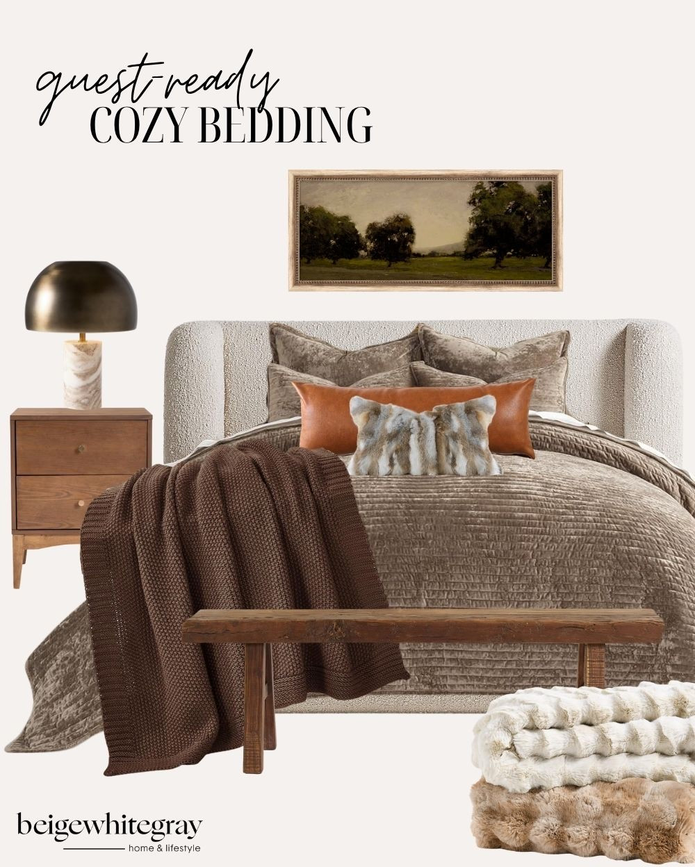 Guest ready cozy bedding inspo / guest bedroom finds / guest bedding / guest bedroom decor / bedroom design ideas / kind bed frame / bench for bedroom / guest room side table / guest room bed / cozy guest bed / cozy guest room / holiday hosting / winter bedding / cozy home finds / amazon home finds for hosting guests / beigewhitegray 

#LTKHome #LTKHoliday #LTKSeasonal