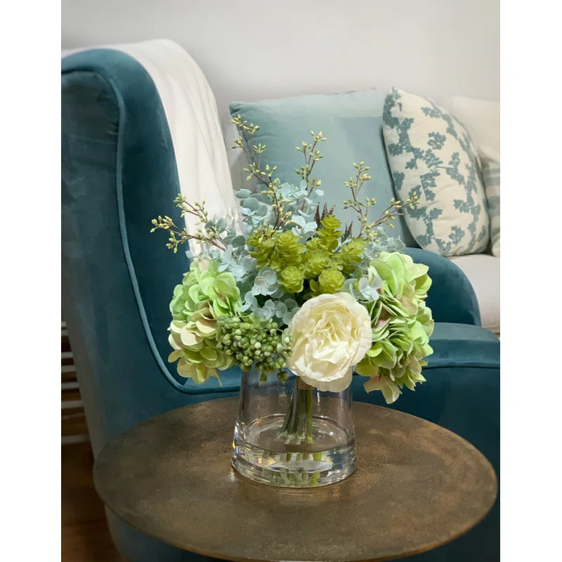 Laurel Foundry Modern Farmhouse® Floral Arrangement with Peonies, Succulents and Eucalyptus & Re... | Wayfair North America