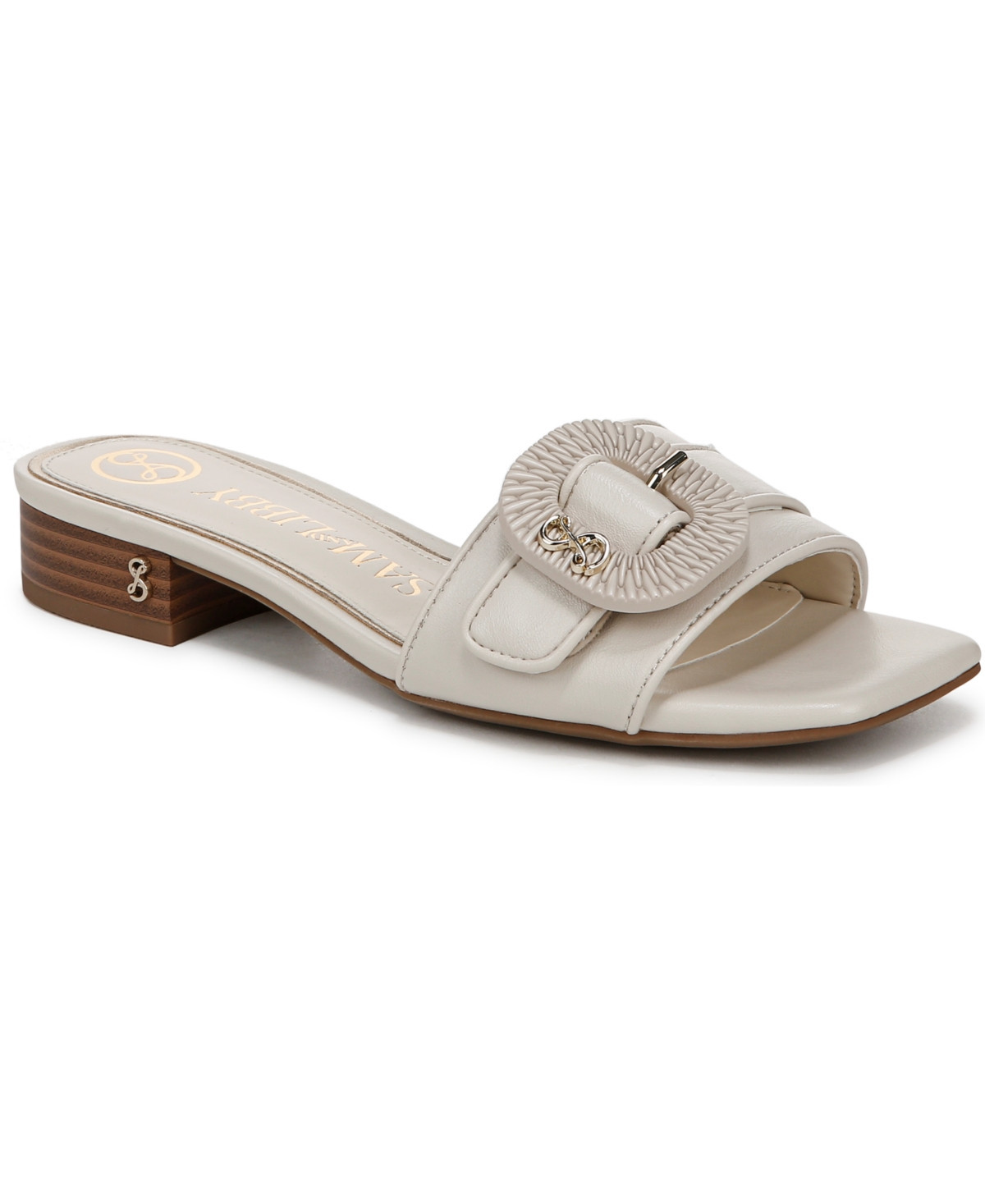 Sam and Libby Women's Kandie Buckle Block Heel Slide Sandals - Modern Ivory | Macy's