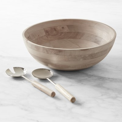 Ash Wood Salad Bowl & Servers | Williams-Sonoma