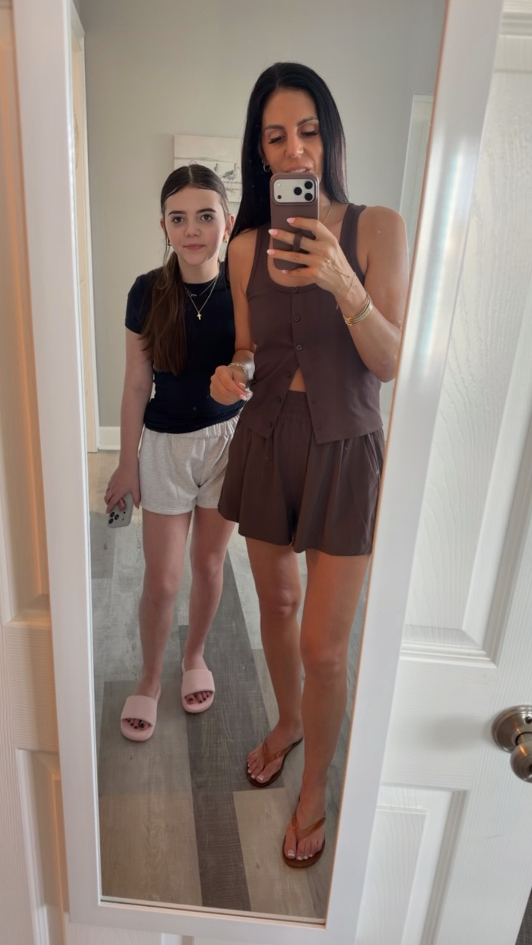 Day 1 in Florida and our OOTD are comfortable and casual for a beach walk- 
Small @Vuori US shorts and tank, and sports bra 

Shae- small top and shorts 

#LTKootd #LTKOver40 #LTKU