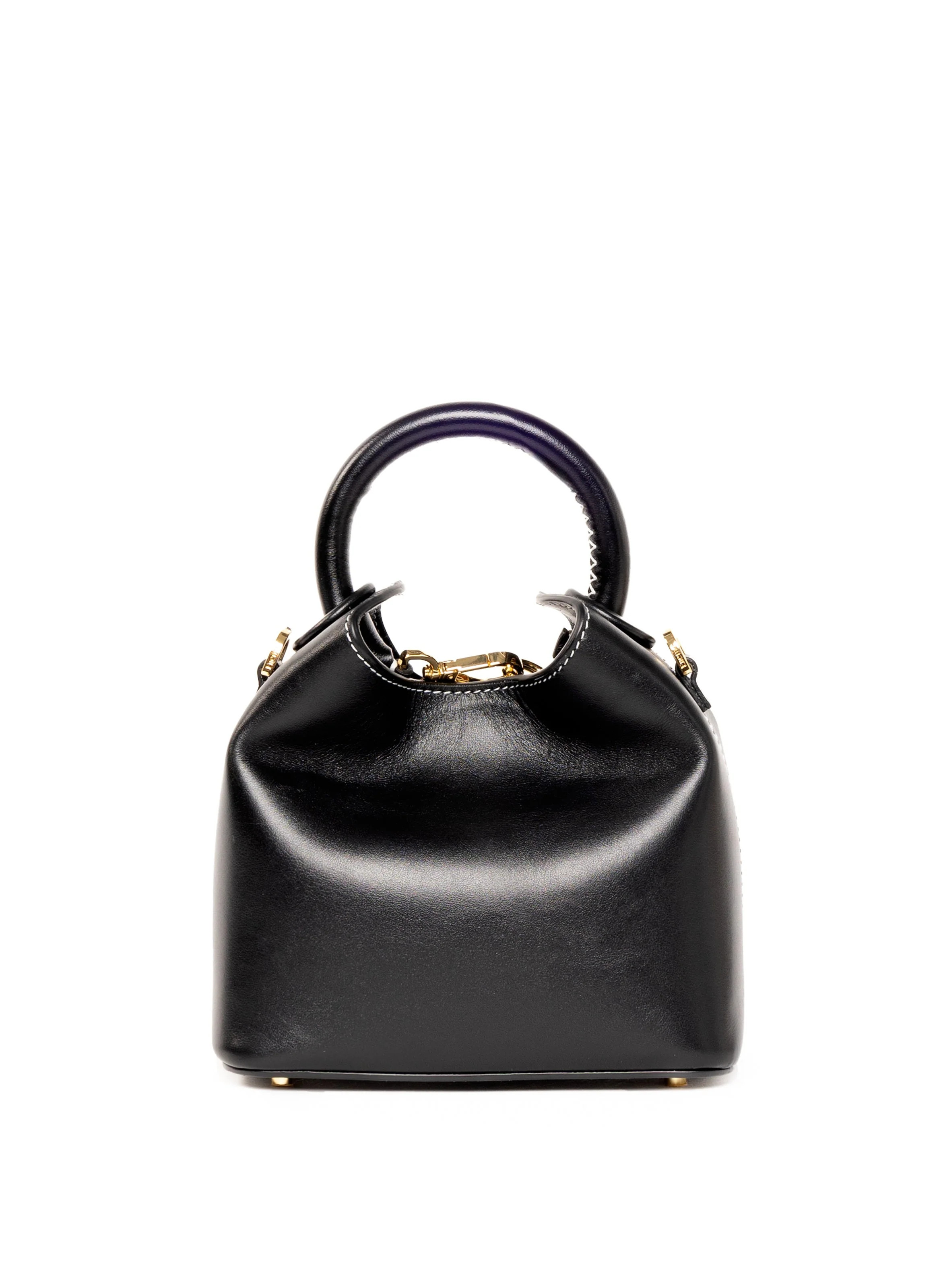 Madeleine Leather Black White Stitching - Handbags for Women - Elleme | Elleme