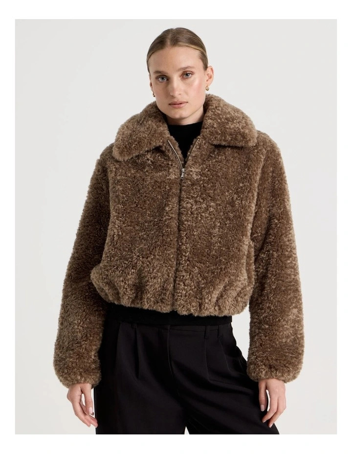 BlaqTeddy Bomber Jacket in Taupe | Myer