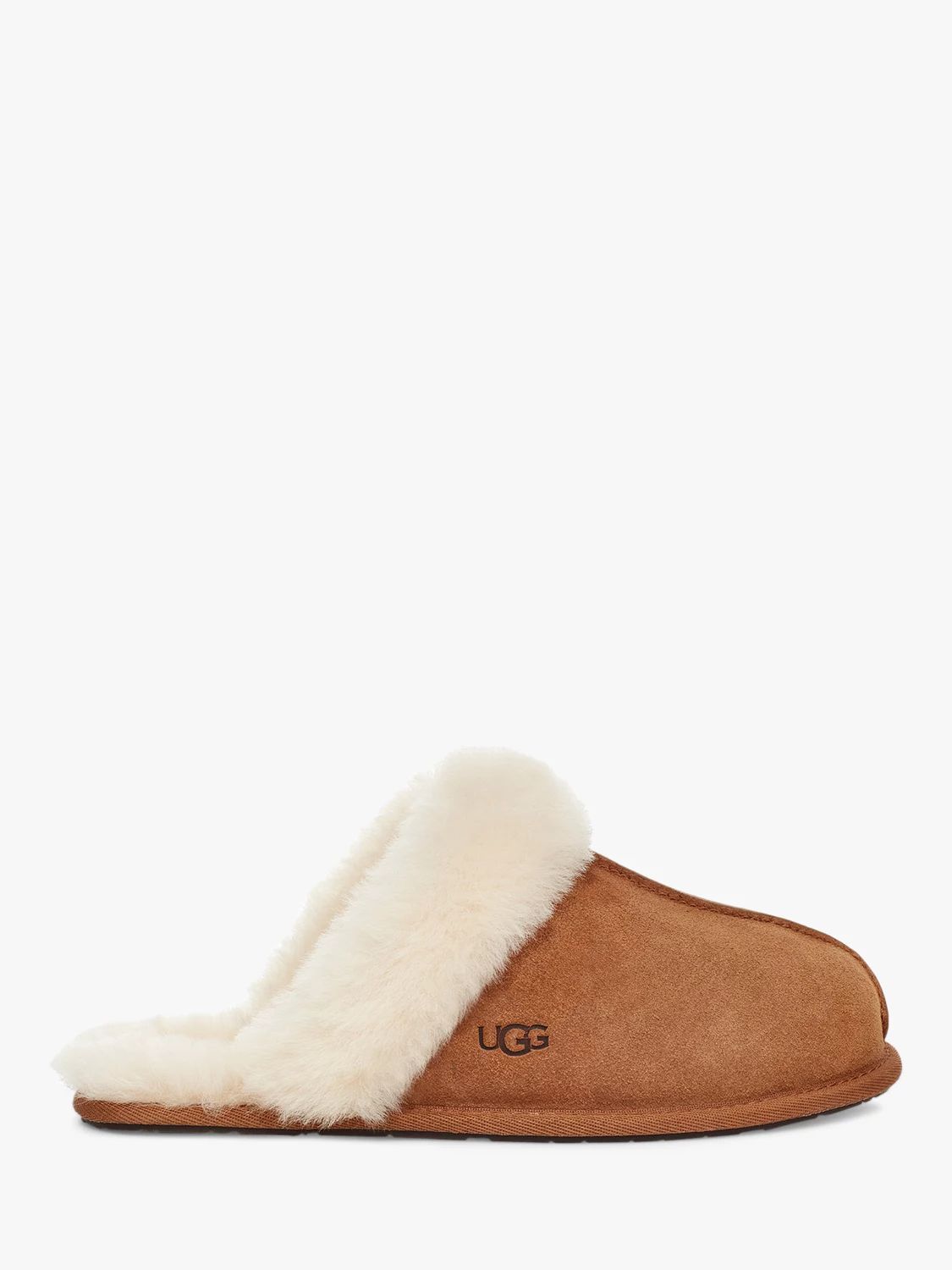 UGG Scuffette Sheepskin and Suede Slippers, Chestnut | John Lewis (UK)
