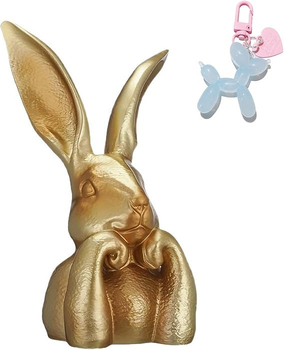 Gold Easter Bunny Figurines – Thinking Rabbit Head Statue Decor, Elegant Spring Decorations for... | Amazon (US)