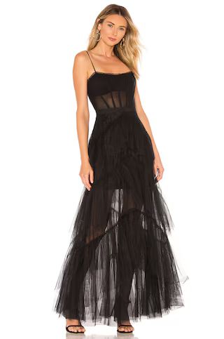 BCBGMAXAZRIA Corset Tulle Gown in Black from Revolve.com | Revolve Clothing (Global)