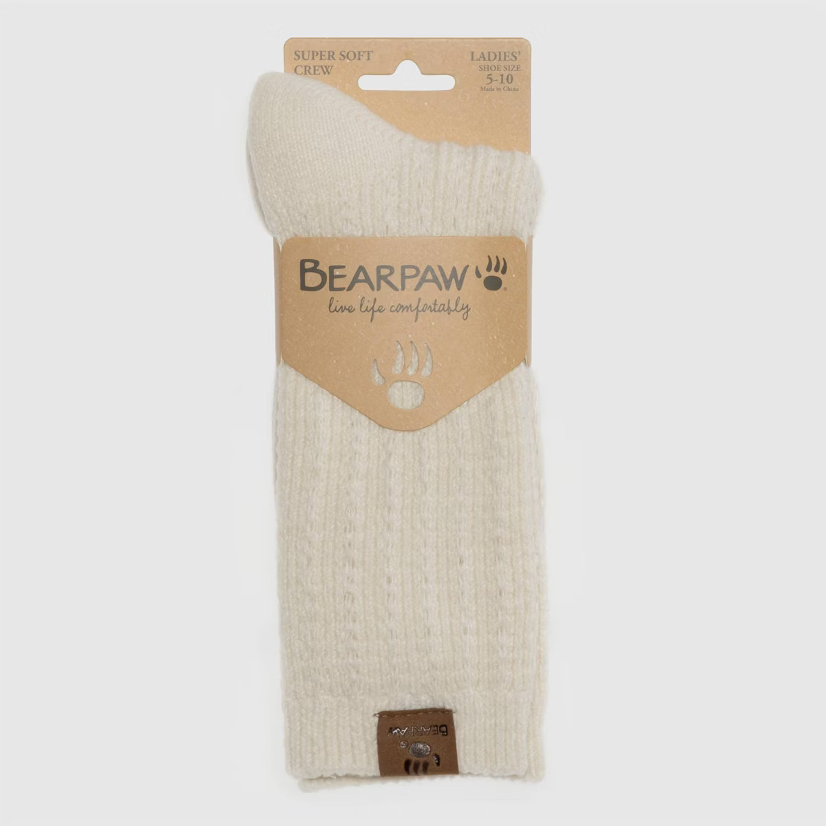 Bearpaw Women's Boot Crew Socks Pointelle 1pk - Egret | Target