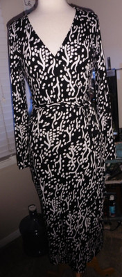 Diane Von Furstenberg Target Dress Women Small Midi Black Sea Spot Wrap  | eBay | eBay US