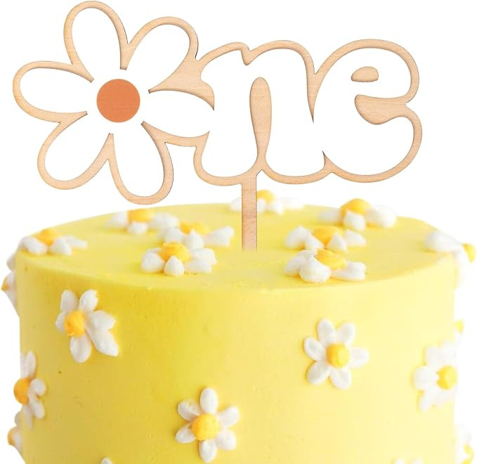 Wood White Daisy Cake Topper - Daisy First Birthday Decorations,One flower cake topper,Daisy 1st ... | Amazon (US)