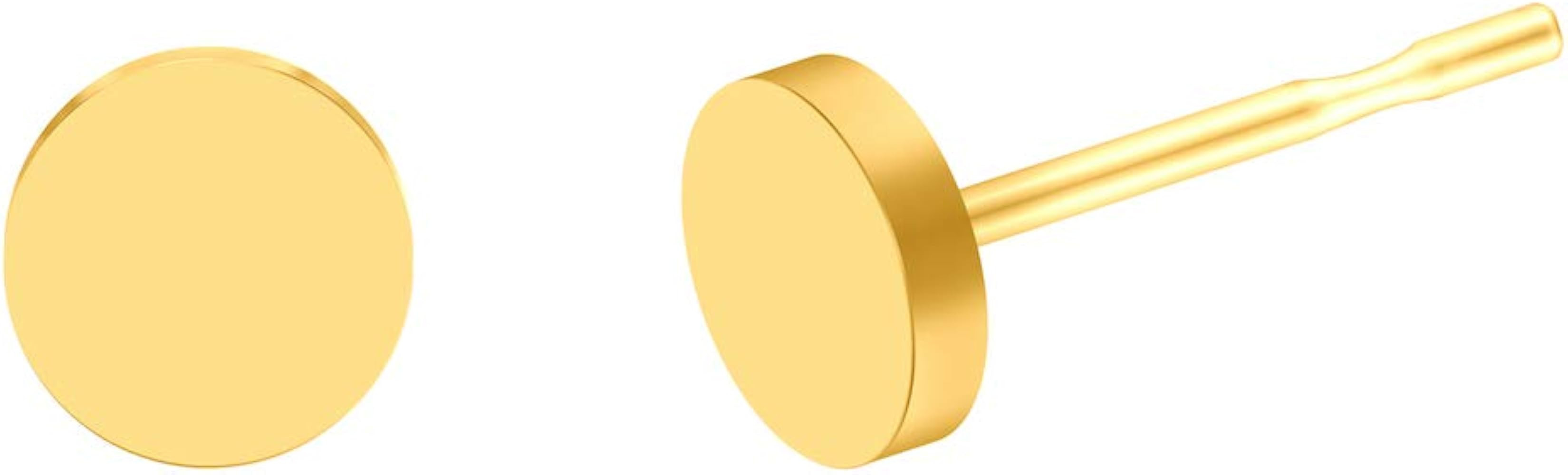 BEADNOVA Stud Earrings Flat Post Earrings Circle Piercing Disc Stainless Dot Earrings for Women (... | Amazon (US)