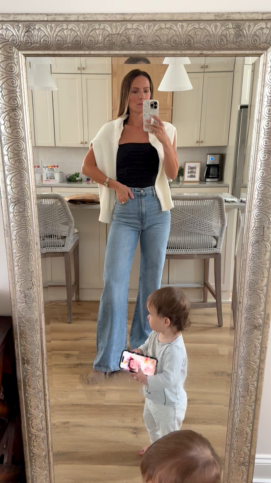 Saturday date night ootd | ribcage jeans | wide leg jeans 