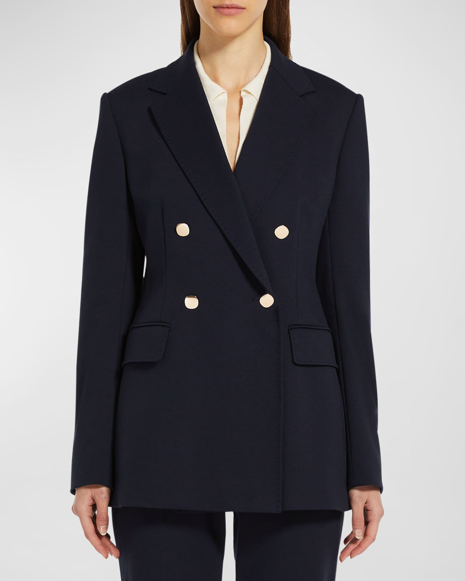 Tatiana Double-Breasted Pick Stitch Blazer | Neiman Marcus
