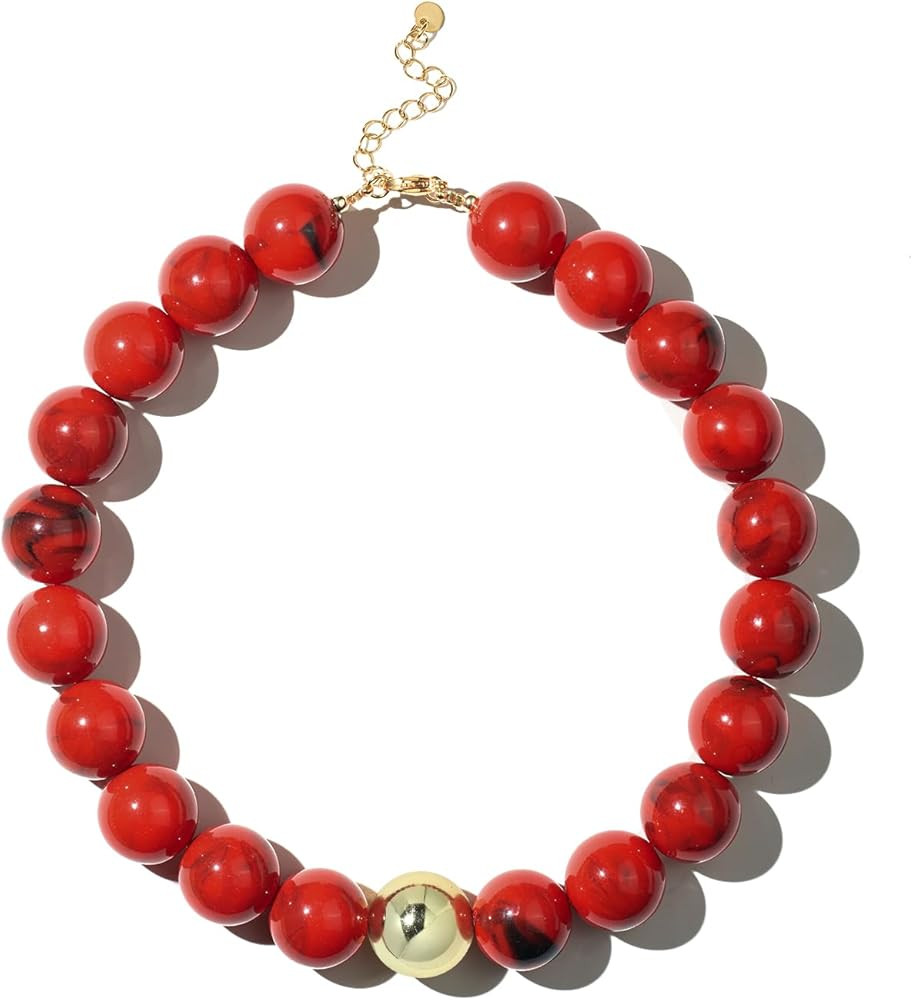 DoDoBeads Chunky Beaded Necklaces for Women, Colorful Statement Choker with Gold Stainless Steel ... | Amazon (US)