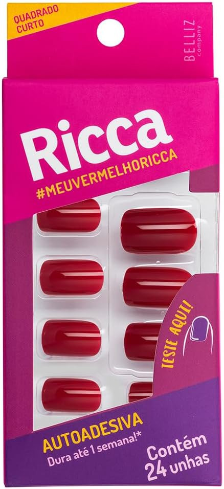 Ricca Unhas Autoadesivas Vermelho Bordô | Amazon (BR)