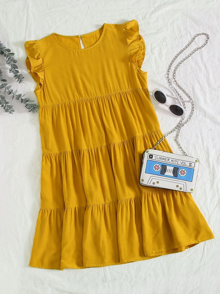 Ruffle Armhole Layered Smock Dress | SHEIN