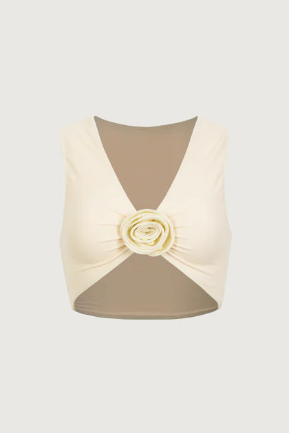 Rosette Tank Top (Faux Suede Cream/Cream) | SAME