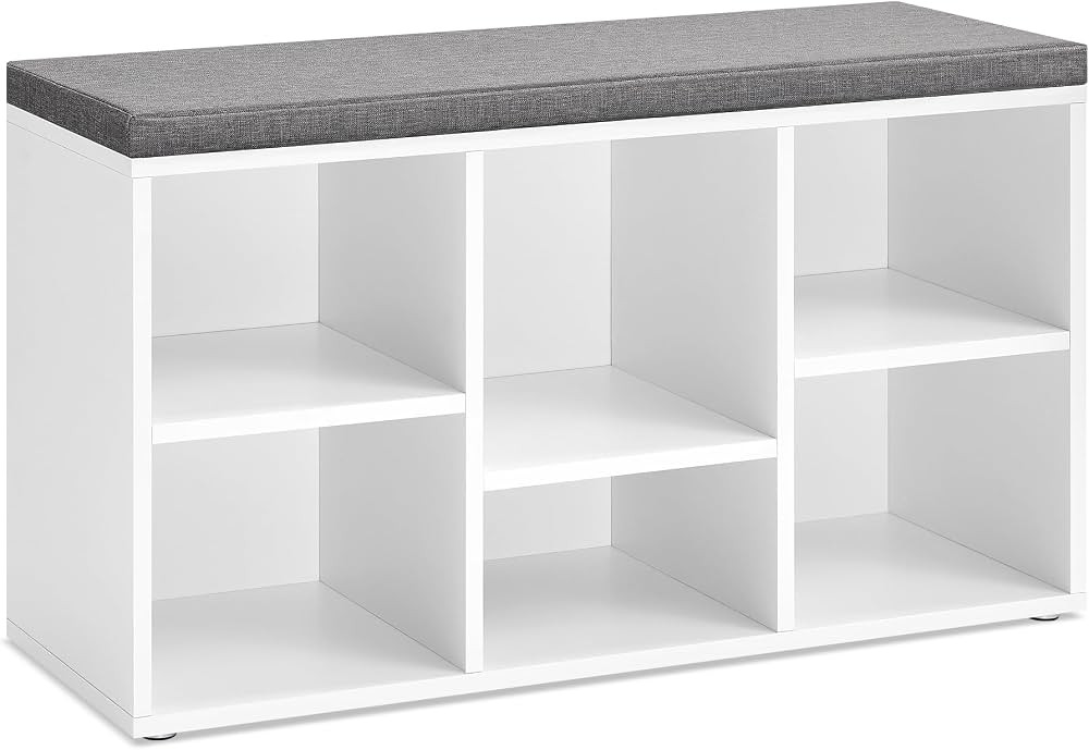 VASAGLE Shoe Bench with Cushion, Shoe Storage Bench with 6 Compartments and 3 Adjustable Shelves,... | Amazon (US)
